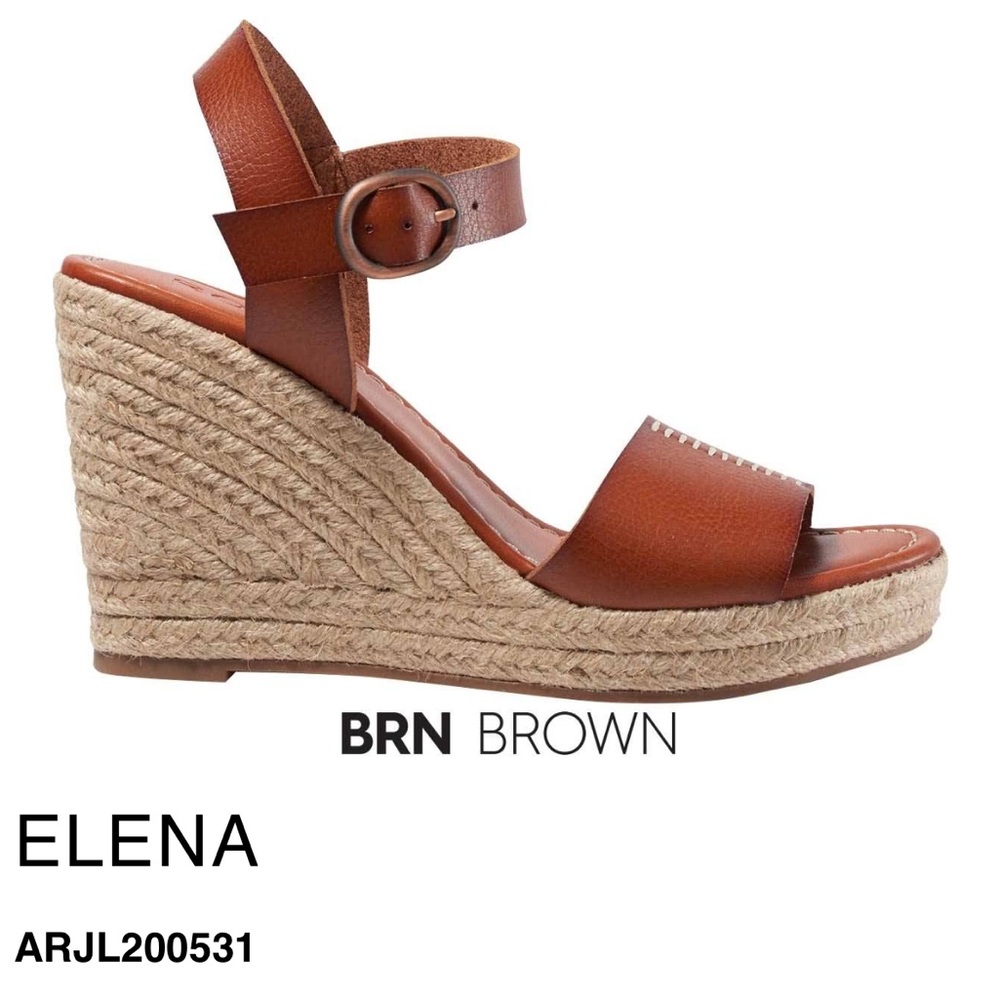 ROXY Elena Brown 4” Espadrille Wedges with Ankle Strap SIZE 9